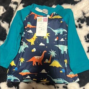 Kids Dinosaur Shirt - Teal and Navy